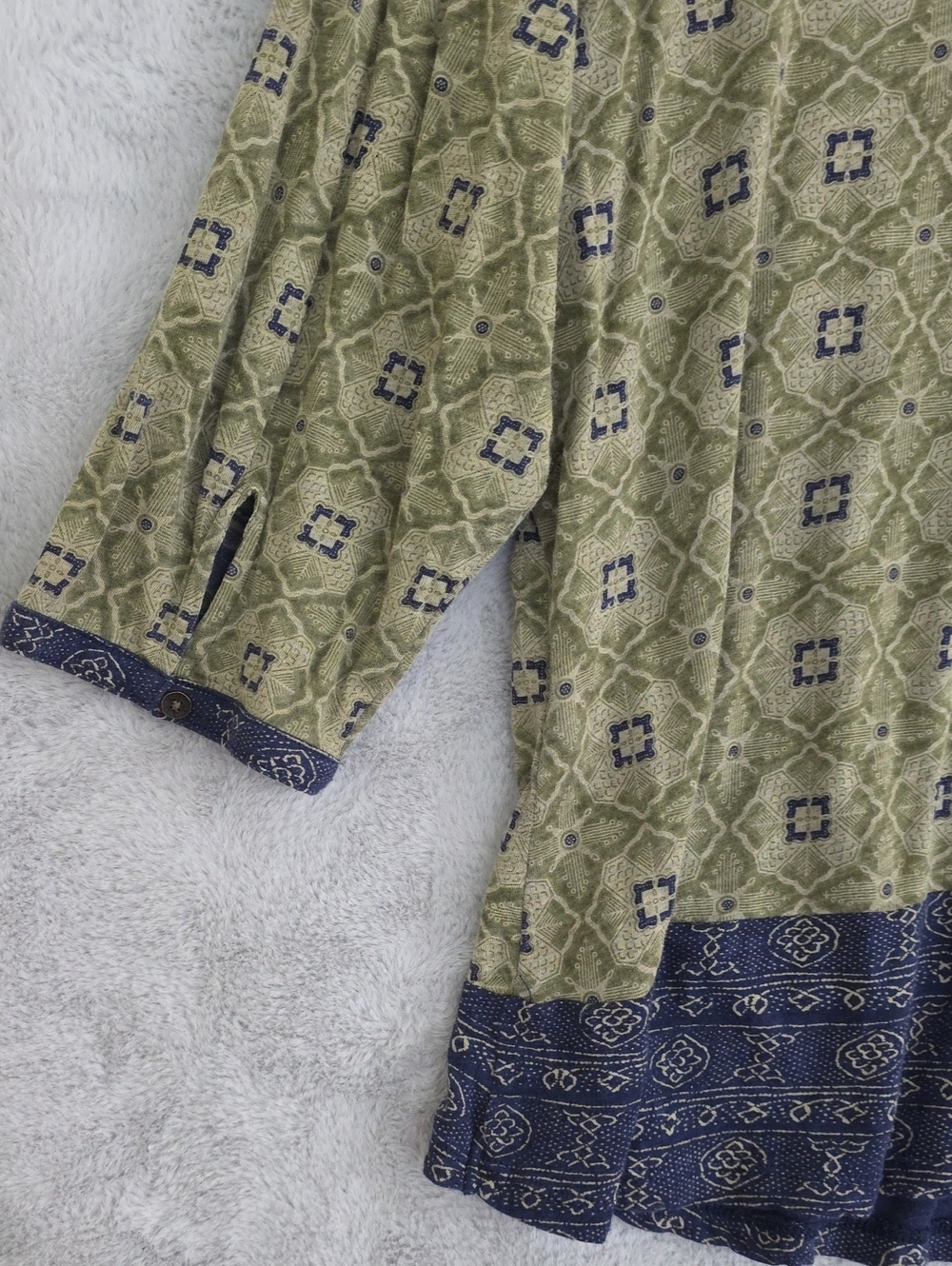 Lucky Brand Olive Green & Navy Printed Boho Tunic - Picture 8 of 10
